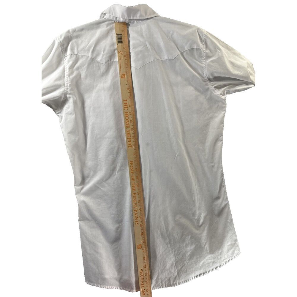 White Horse Men Medium Western Shirt Cowboy Cut‎ Horse Embroidery Rockabilly - Picture 11 of 13